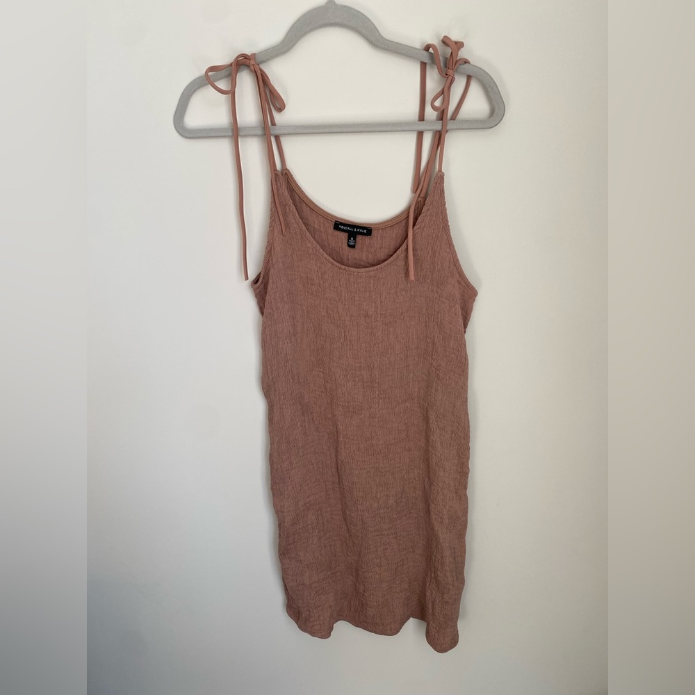Ribbed Brown/Tan Mini Dress